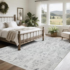 Washable Rugs 8x10 Area Rugs for Living Room,Bedroom,Dining Room- Large Ultra Soft Faux Wool Retro Carpet,Non Slip&Non-Shedding Low Pile Vintage Rug for Home Office Dorm Playroom-Tree Gray