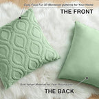 decorUhome Throw Pillow Covers 26x26 Inch Set of 2, Soft Plush Faux Wool Sage Green Solid Couch Pillow Covers, Accent Euro Sham Farmhouse Neutral Square Pillow Cases for Sofa Bed Living Room