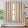 Joydeco Blackout Curtains 72 Inch Length 2 Panels Set, Thermal Insulated Long Curtains& Drapes 2 Burg, Room Darkening Grommet Drapes for Living Room Bedroom Window (W52 x L72 Inch, Light Beige)