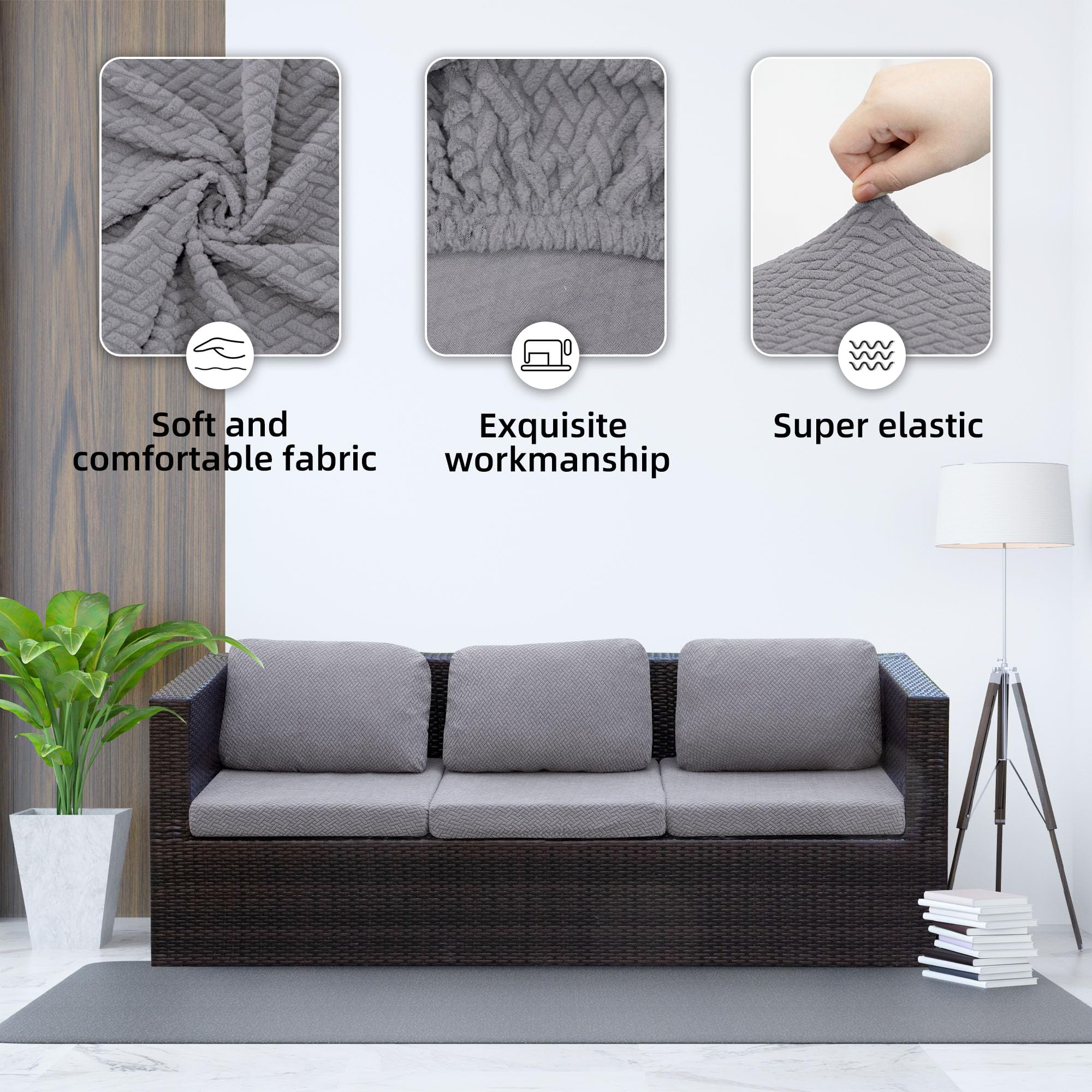 SUKAIKEQA 8PCS Patio Cushion Covers.Patio Furniture Couch SeatSlipcovers