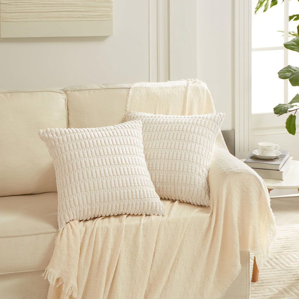 Fancy Homi 4 Packs Decorative Throw Pillow Covers for Living Room Couch Bed, Modern Farmhouse Boho Home Décor Accent Cushion Case, 24" x 24", Neutral