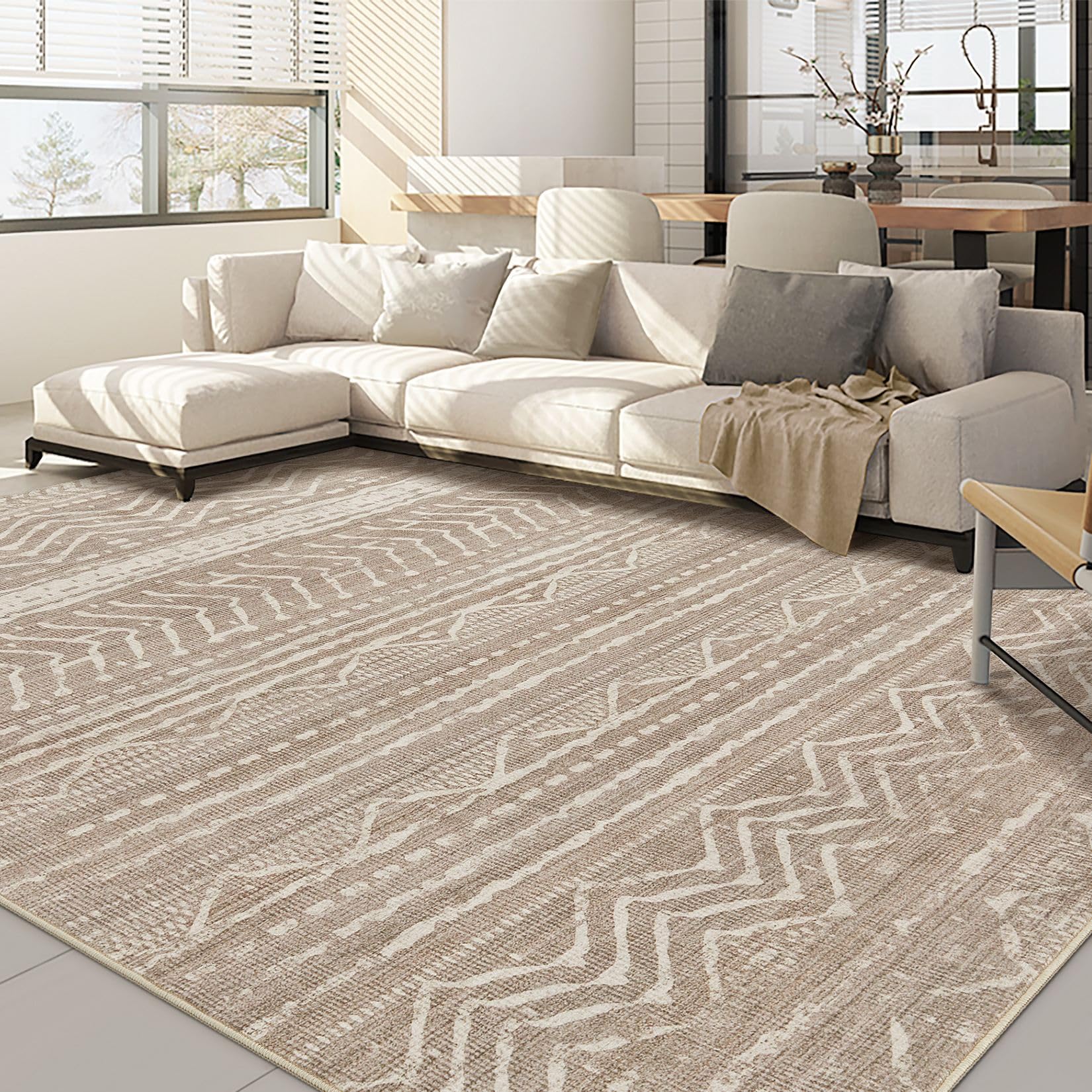 Nakagishi Boho 10x12 Area Rug Living Room Rugs Machine Washable Dark Brown