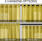 Nanspring Celery Yellow Linen Curtains 84 Inch Length 2 Panels Set for Living Room Back Tab Light Filtering Semi Sheer Curtain for Bedroom Farmhouse Drapes, 52x84 Inch, 2 Panels