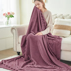 BEDELITE Fleece Blanket Twin Size – 3D Ribbed Jacquard Soft and Warm Decorative Fuzzy Blankets – Cozy, Fluffy, Plush Lightweight Throw Blankets for Couch, Bed, Sofa(Plum, 60x80 inches)