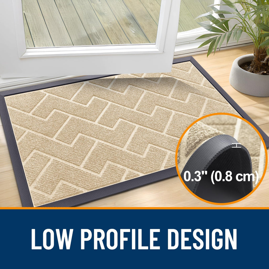 OLANLY Front Door Mat Outside 71x47, All-Season Absorbent Rubber Doormat