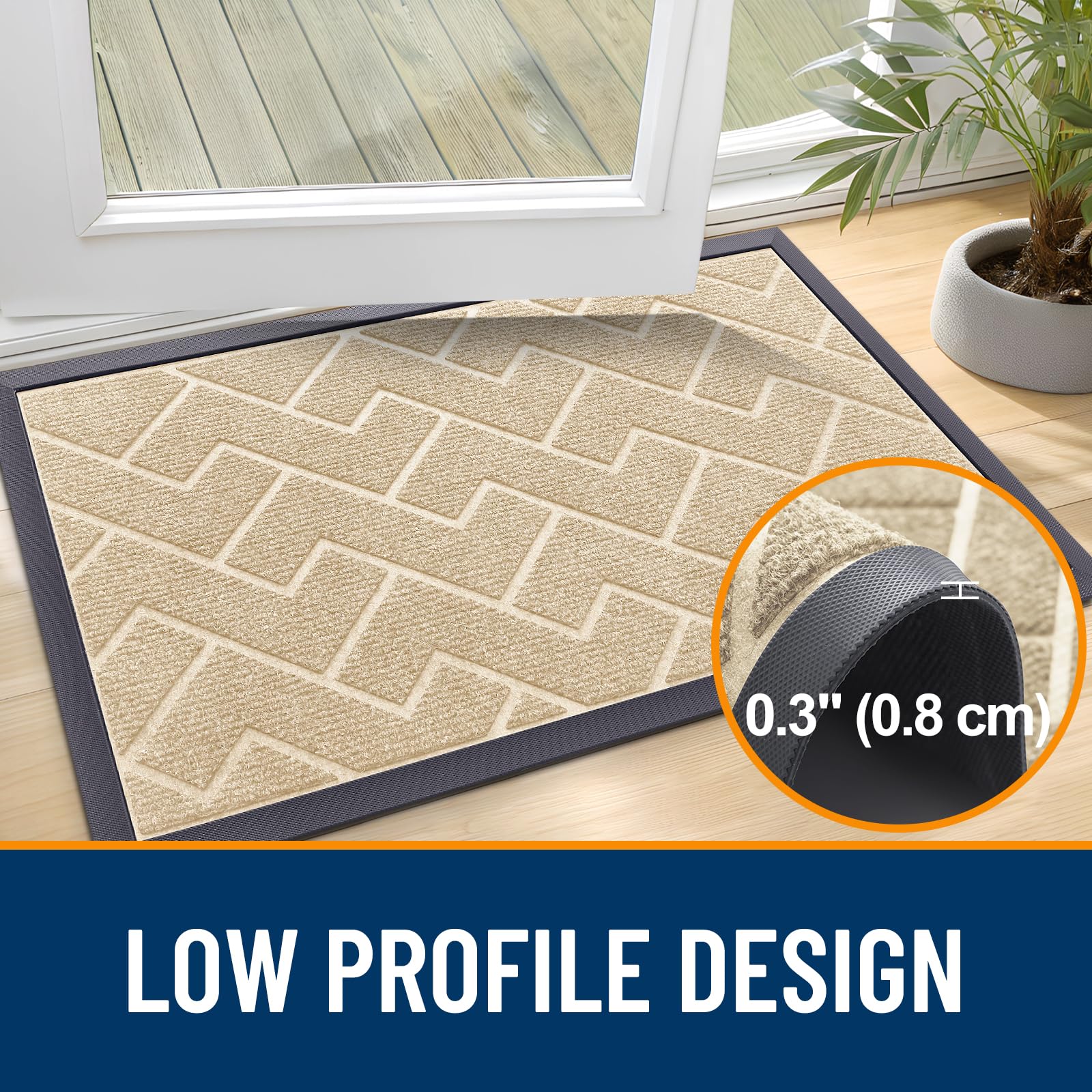OLANLY Front Door Mat Outside 71x47, All-Season Absorbent Rubber Doormat