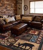 YIHOUSE Rustic Cabin Area Rug 8x10,Machine Washable Lodge Bear Rug,Non-Slip Low Pile Print Pattern Southwestern Rug for Living Room Bedroom