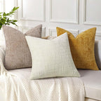 decorUhome Oatmeal Chenille Throw Pillow Covers 16x16 Set of 2 Textured Soft Cozy Slubby Couch Pillow Covers Modern Farmhouse Boho Decorative Pillow Cases for Bed Sofa Living Room