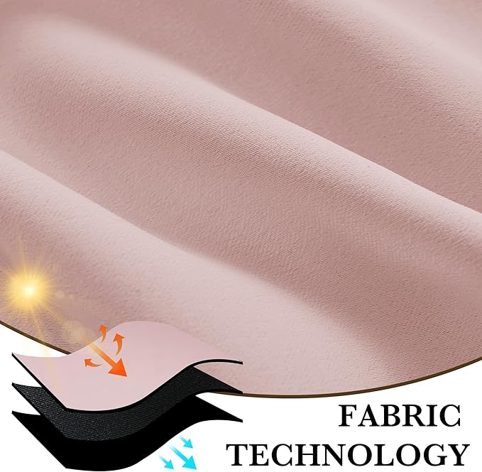 RYB HOME Bedroom Blackout Curtains 63 inches Long, 100% Blackout