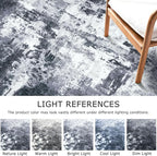 KOZYFLY Modern Abstract Area Rug 8x10 Gray Washable Large Living Room Thin Rugs Bedroom Non Skid Carpet with Faux Wool Soft Low Pile for Dining Room Living Room Office Dorm Kitchen Table Apartment