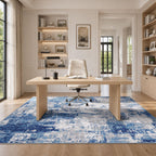 RELEANY Washable 6'x9' Abstract Area Rug for Living Room Blue Gray