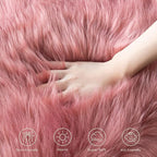 Ashler Faux Fur Rug, Fluffy Shaggy Area Rug Ultra Soft 2.3 x 3.3 Feet Sheepskin Fur Rug, Blush Pink Fuzzy Machine Washable Shag Rug, Nursery Decor Throw Rugs for Bedroom, Kids Room, Living Room