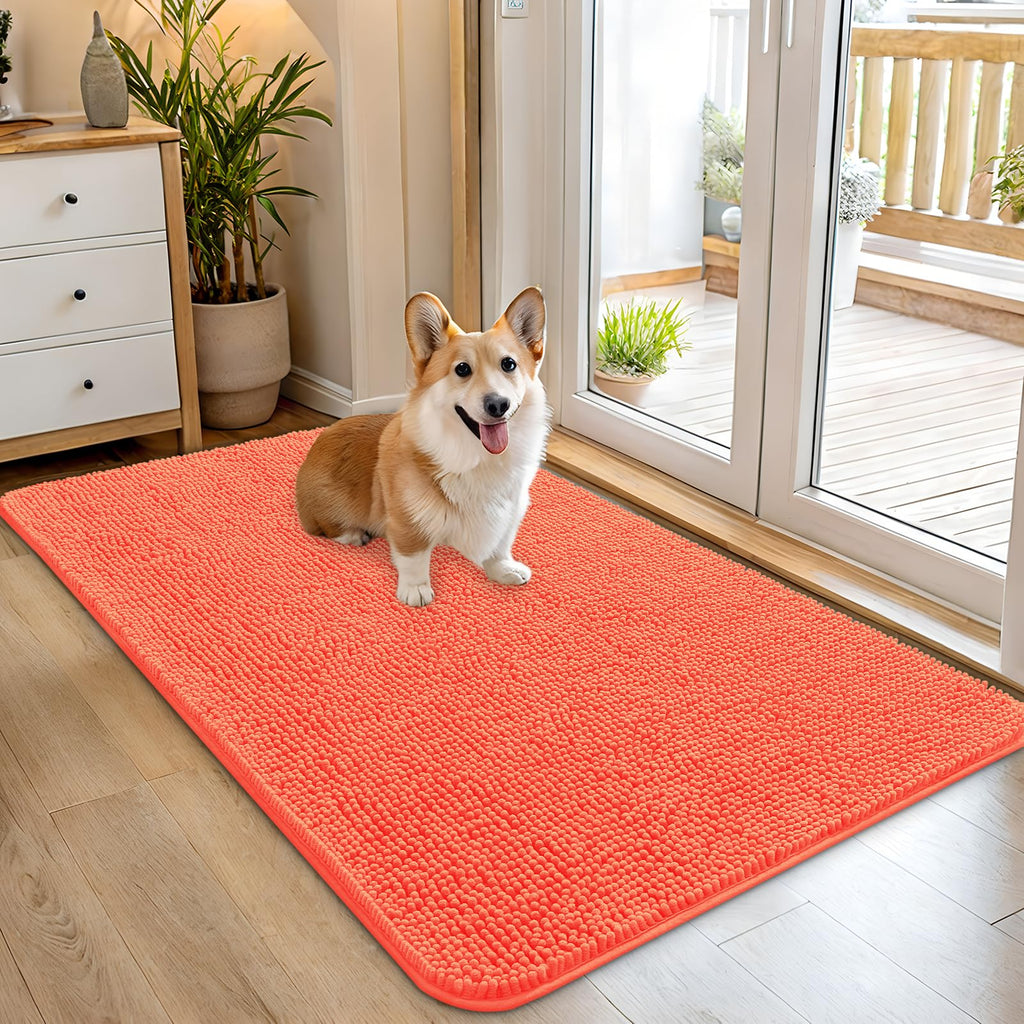 OLANLY Dog Door Mat for Muddy Paws 45x27, Super Absorbent Chenille Mud Mat