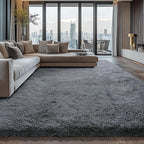 10X14 Large Shag Area Rugs for Living Room Bedroom,Big Soft Purple Fluffy Rug for Bedroom Dorm, Indoor Carpet Nursery Rugs for Kids Girls Room Home Decor,Dark Grey