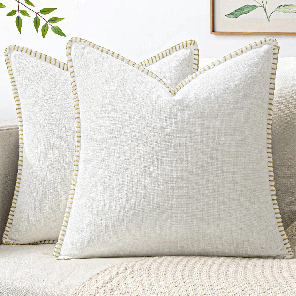 MIULEE Decorative Couch Throw Pillow Covers 20x20 Inch Pure White 2 Pack