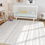 Nakagishi 7x10 Area Rug Living Room: Washable Boho Large Neutral Soft Farmhouse Modern Rugs Stain Resistant Moroccan Non-Slip Indoor Floor Carpet for Bedroom Nursery Playroom Office Dining Room- Gray