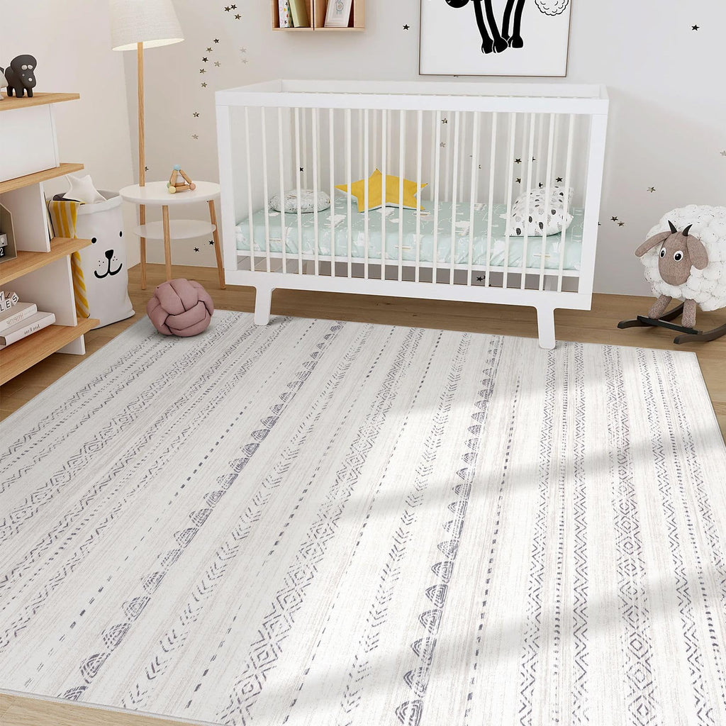 Nakagishi Boho 5x7 Area Rug Living Room Rugs Machine Washable Gray