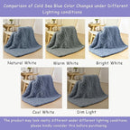 Bigacogo Chunky Knit Throw Blanket for Couch, 40x60 inches, 100% Hand Knitted with Thick Jumbo Chenille Yarn, Cozy Soft Large Rope Knot Cable Crochet Blankets for Sofa Bed Living Room, Cold Sea Blue