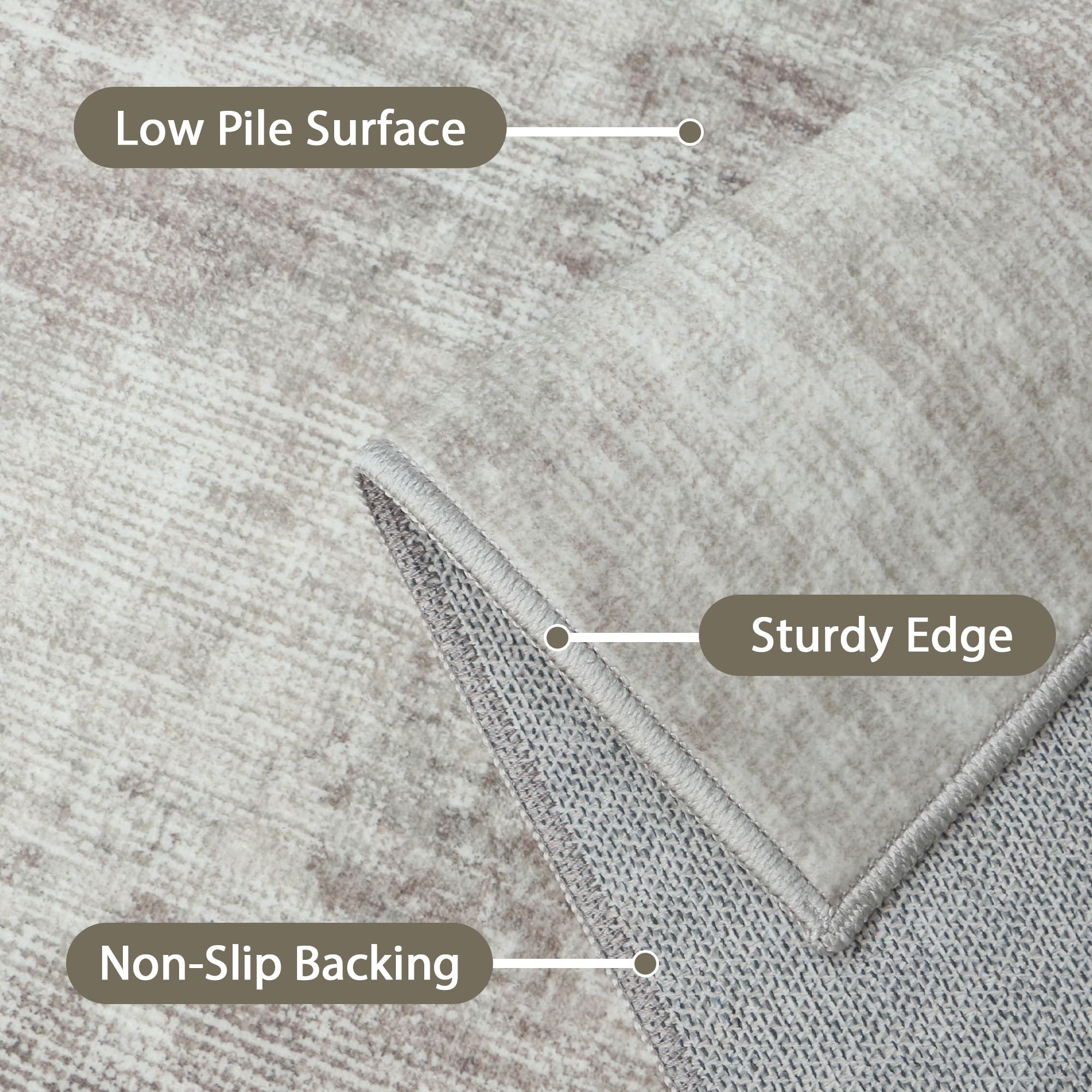 BEIMO 8x10 Area Rugs for Bedroom, Grey Beige Washable Abstract Rug