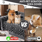 HANDONTIME Boho Couch Cover Blanket Geometric Striped Pet Covers for Couches and Sofas Dark Grey and Black Dog Cover for Couch Pet Friendly Chenille Sectional Sofa Covers for Pets Washable, 71" X134"