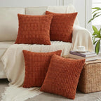 Fancy Homi 4 Packs Decorative Throw Pillow Covers for Living Room Couch Bed, Modern Farmhouse Boho Home Décor Accent Cushion Case, 24" x 24", Burnt Orange