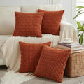 Fancy Homi 4 Packs Decorative Throw Pillow Covers for Living Room Couch Bed, Modern Farmhouse Boho Home Décor Accent Cushion Case, 20" x 20", Burnt Orange