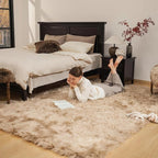 Ashler faux fur rug, Fluffy Shaggy Area Rug Ultra Soft 3 x 5 Feet Rectangle Fur Rug Beige Fuzzy Rug Machine Washable Shag Rug, Nursery Decor Throw Rugs for Bedroom, kids room, Living Room