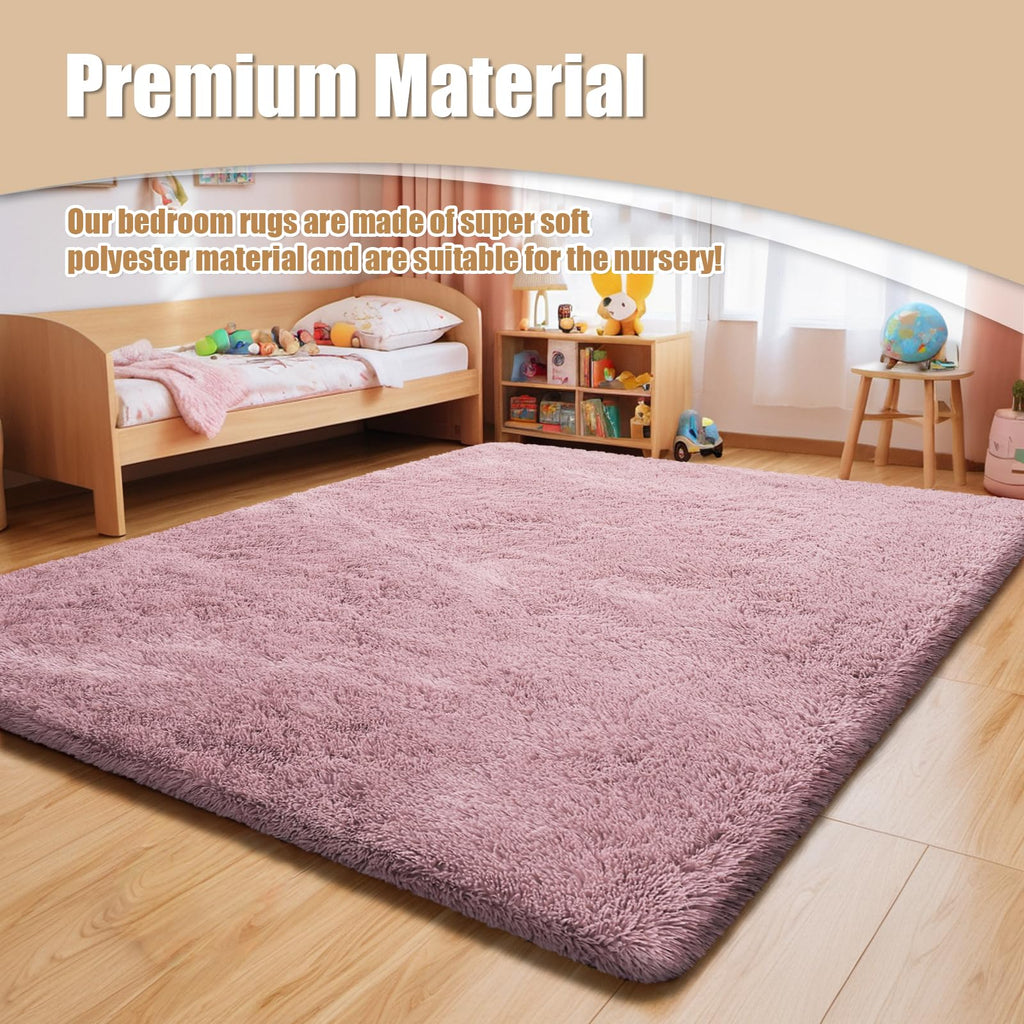 yulidayang 5x8 Shag Area Rug for Bedroom,Blush Fluffy Rugs for Living Room