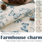 jinchan Floral Curtains Lined Linen Blend Curtain for Living Room 63 Inch Length Blue Flower Patterned Curtain French Country Farmhouse Curtains Drapes Back Tab Rod Pocket 2 Panels