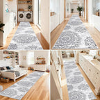 HEBE Hallway Runner Rug 3'x18' Washable Vintage Distressed Area Rugs Non Slip Laundry Rug Runner Boho Floor Carpet Runners for Hallways Entryway Laundry Room Kitchen Bathroom