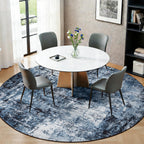 Rugflix Round Area Rugs 8Ft for Living Room, Washable Navy Blue Circle Rug