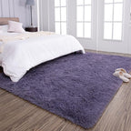 TWINNIS Super Soft Shaggy Rugs Fluffy Carpets 9x12 Feet, Indoor Modern Plush Area Rugs for Living Room Bedroom Kids Room Nursery Home Decor, Upgrade Anti-Skid Fuzzy Rug, Grey Purple
