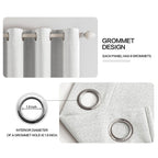 MIULEE 100% Blackout Linen Curtains for Bedroom 52x54 Inch Heathered White