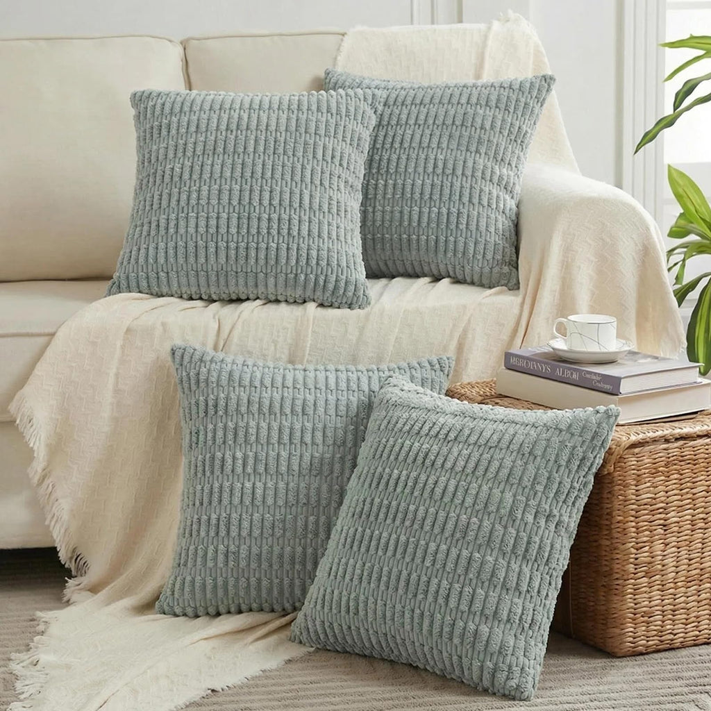 Fancy Homi 4 Packs Decorative Throw Pillow Covers for Living Room Couch Bed, Modern Farmhouse Boho Home Décor Accent Cushion Case, 18" x 18", Grey Blue
