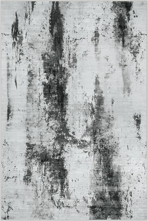 2'6''x8' Runner Rugs Washable Rug: Modern Abstract Black White Grey Carpet