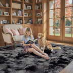 8x10 Area Rugs for Living Room Bedroom, Large Area Rug Shag Shaggy Carpet Soft Plush Furry Bedside Rug, Rugs for Home Decor (Dark Grey Tie-Dyed, 8 x 10 Feet)