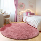 ONASAR Blush Round Area Rugs 5ft, Soft Bedroom Circle Rug Mats for Kids Girls Teen Room, Fluffy Plush Shaggy Carpet for Dorm Nursery Living Room Playroom Home Decor Princess Castle