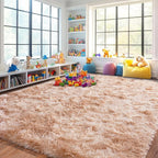 Pionblank 8x10 Rug for Living Room, Fuzzy Plush Large Area Rug, Fluffy Modern Shag Non Slip Soft Furry Carpet for Bedroom Kids Room Nursery Teens Dorm Home Decor, Tie-Dyed Beige