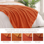 Exclusivo Mezcla 3D Fleece King Size Blanket for Bed, Burnt Orange