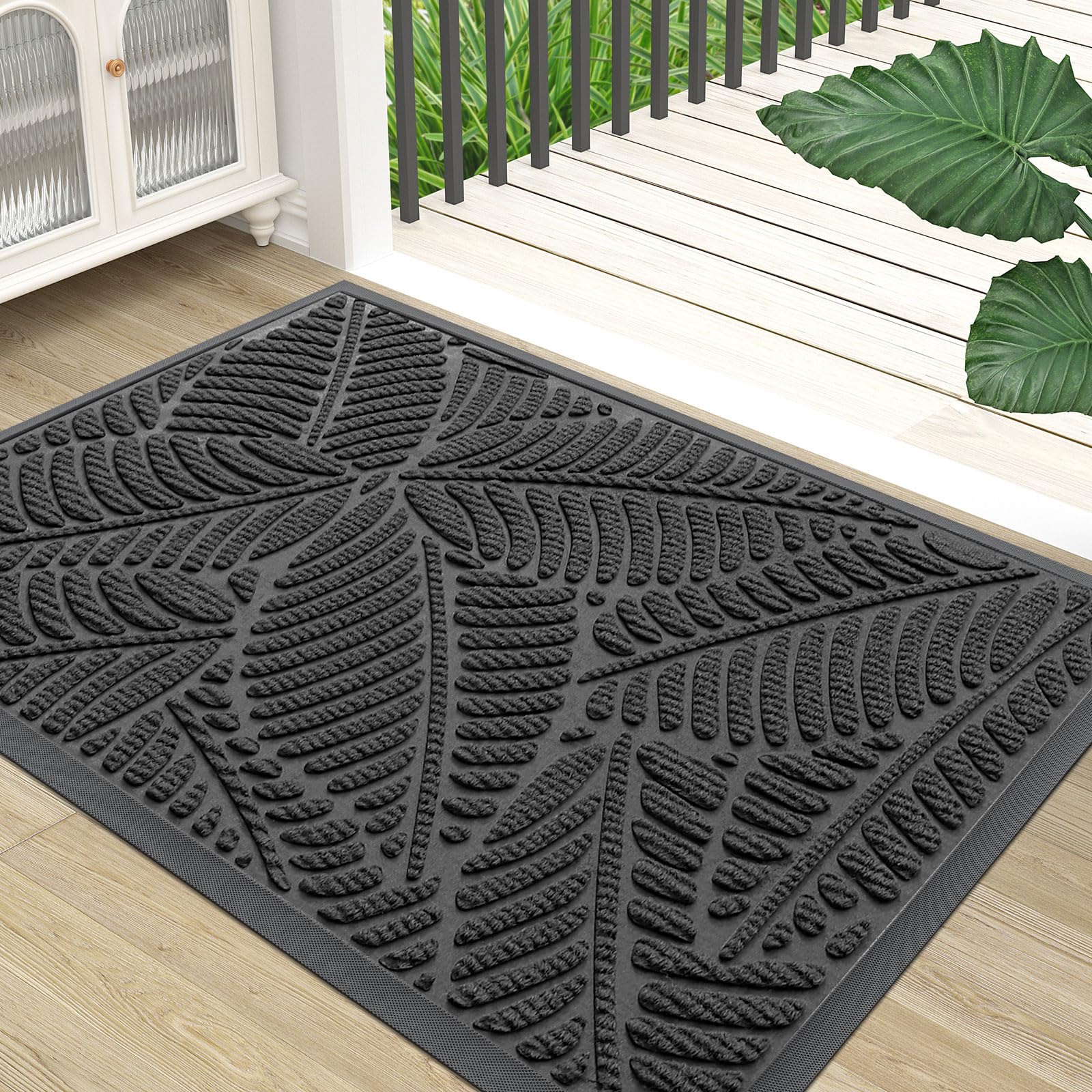 Colorxy Waterproof Front Doormat, Sturdy Natural Rubber Door Mat, 71x47