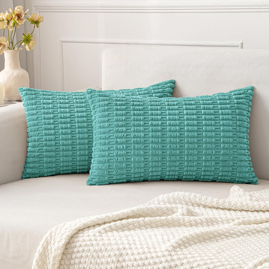 MIULEE Corduroy Decorative Throw Pillow Covers 20x20 Crimson Pack of 2