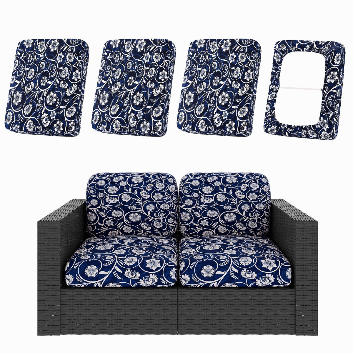 hyha 12Pcs Patio Cushion Covers, Stretch Outdoor Couch Cushion Covers