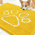 OLANLY Dog Door Mat for Muddy Paws 30x20, Paw Print Design Chenille Mud Mat