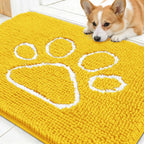 OLANLY Dog Door Mat for Muddy Paws 30x20, Paw Print Design Chenille Mud Mat