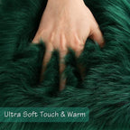 duduta Emerald Green Faux Sheepskin Throw Rug 2x3 ft, Fluffy Shag Small Bedside Dorm Rug Fur Seat Chair Covers Washable