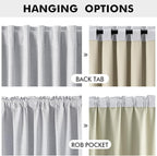 MIULEE 100% Blackout Linen Curtains for Bedroom, Grayish White Solid Luxury Decor Thermal Insulation Room Darkening Drapes for Living Room Nursery Back Tab Rod Pocket 42 x 72 Inches, 2 Panels