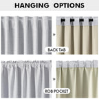 MIULEE 100% Blackout Linen Curtains 42 x 84 Inch Grayish White 2 Panels