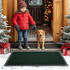Smiry Front Door Mat Outside Entrance, Heavy Duty Natural Rubber Doormat, Non Slip, Trap Dirt and Moisture, Easy Clean, Low Profile Welcome Floor Mats for Indoor Outdoor Entry, 47x32 Inch, Black Green