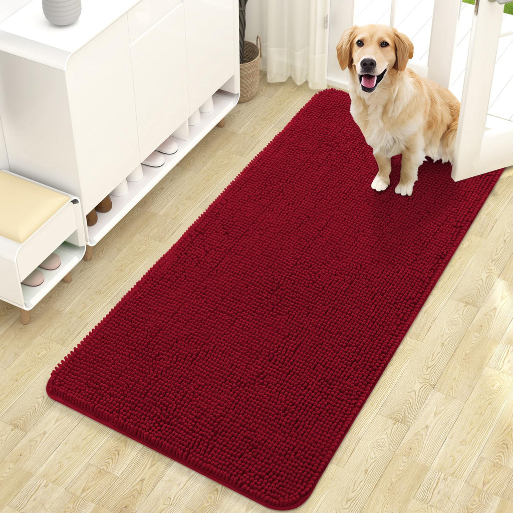 OLANLY Dog Door Mat for Muddy Paws 47x24, Super Absorbent Chenille Mud Mat