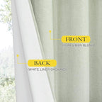 NICETOWN Sage Green Linen Blackout Curtains for Night Shift, Great Job, Set of 2, 42" by 54", Short Kitchen Burlap Linen 100% Blackout Drape Panels with Bronze Grommets for Blocking Light